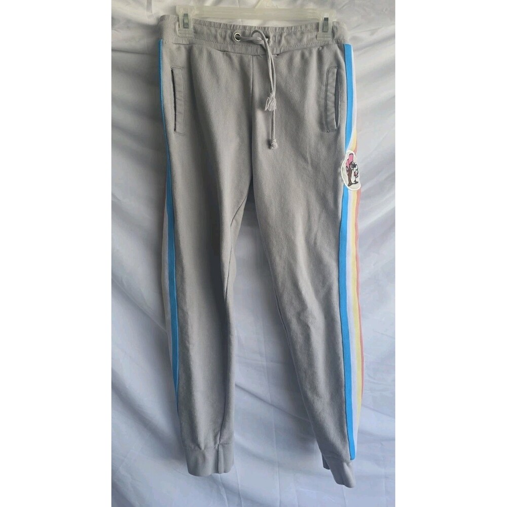 Bucee's Women's Jogger Pants Gray Side Stripes, Size Medium